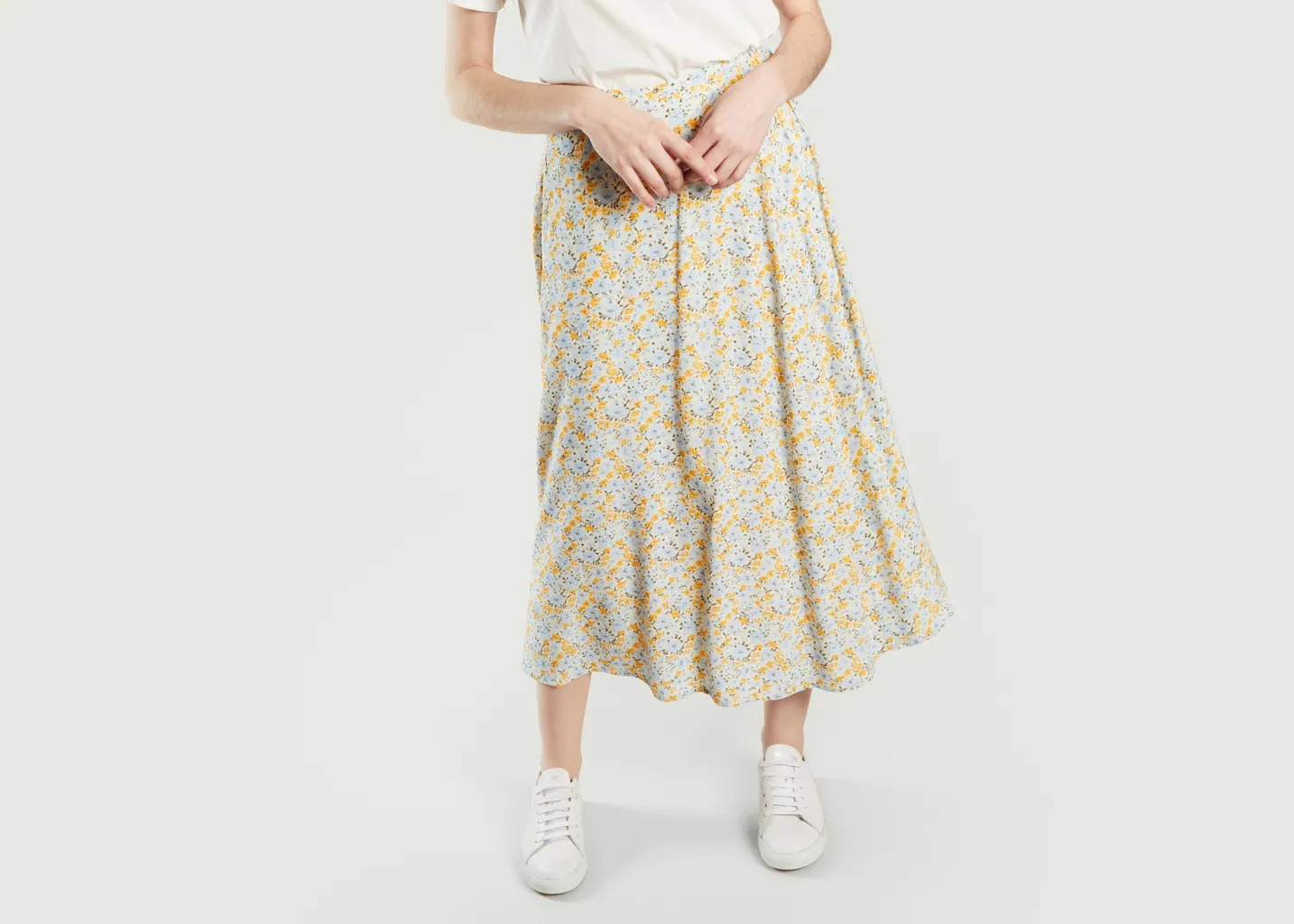 Jupe midi motif fleuri Andina Samsoe Samsoe