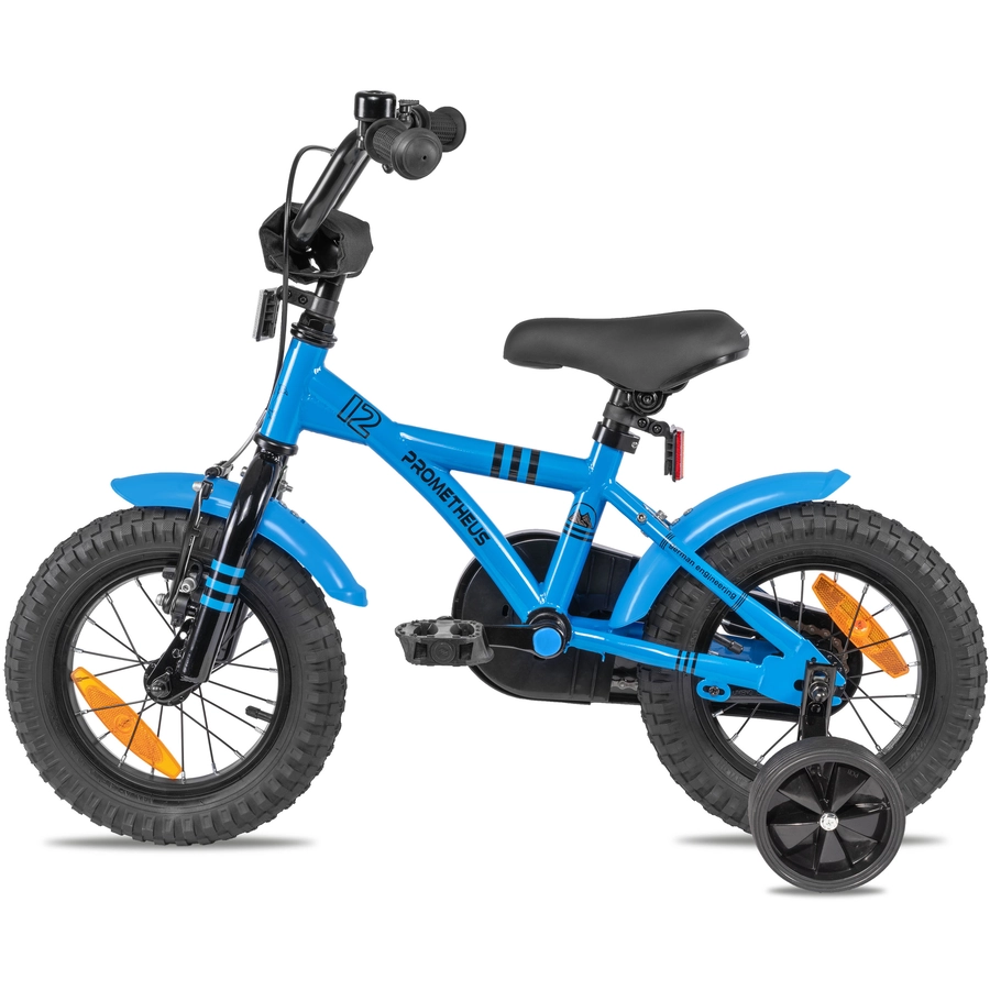 PROMETHEUS BICYCLES® BLUE HAWK Kinderfahrrad 12 in Blau & Schwarz ab 3 Jahre mit Stützräder