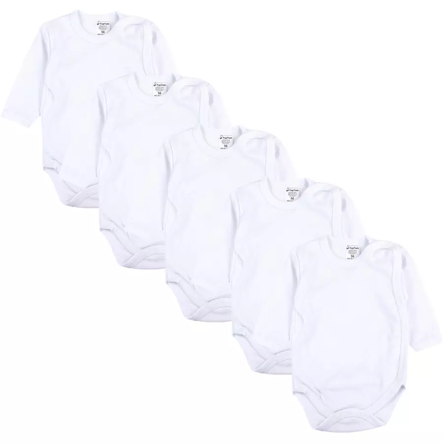 TupTam Baby Langarm Wickelbody im 5er Set weiß