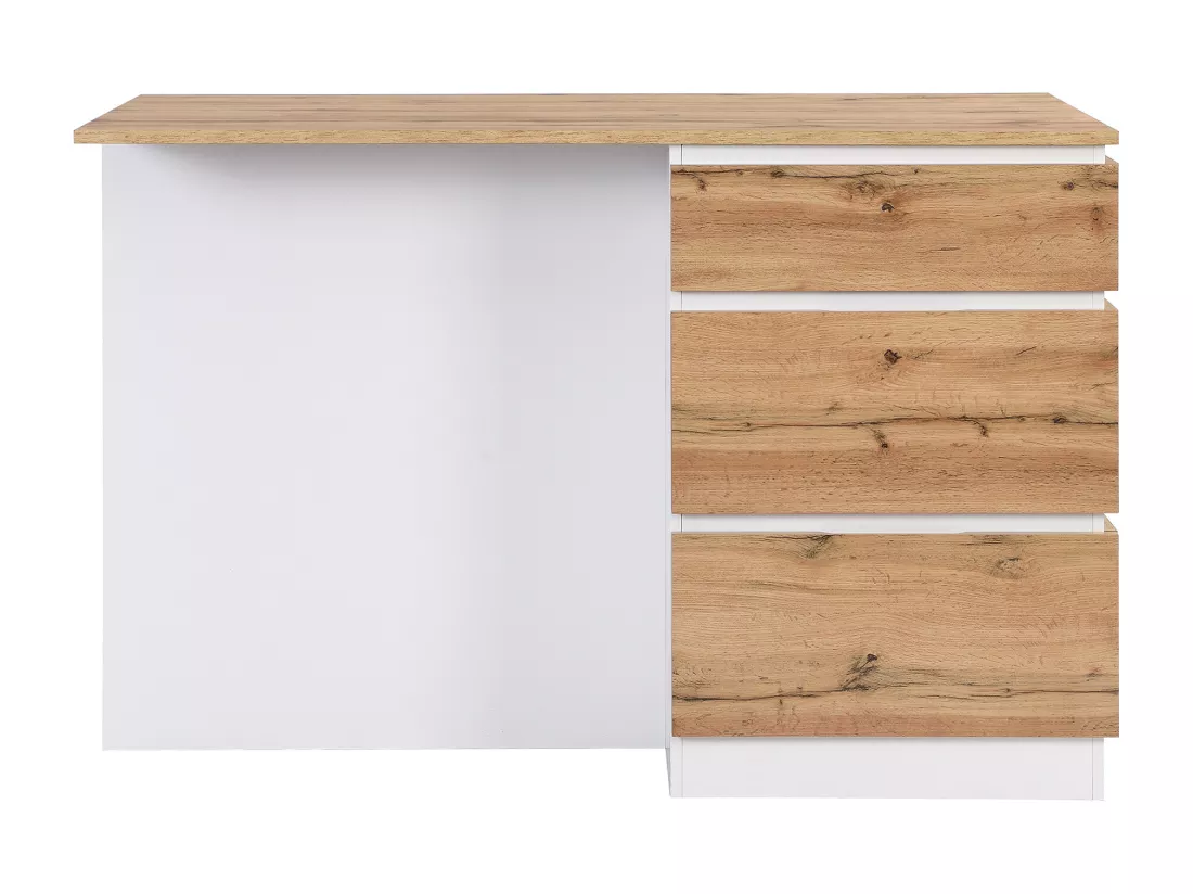 Ilot central de cuisine avec 6 tiroirs et 4 niches en MDF - Naturel clair et Blanc - POMARELA