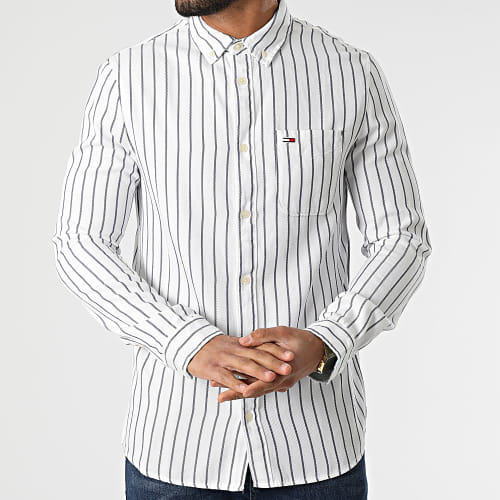 Surchemise Tencel Stripe 2342 Blanc Bleu Marine
