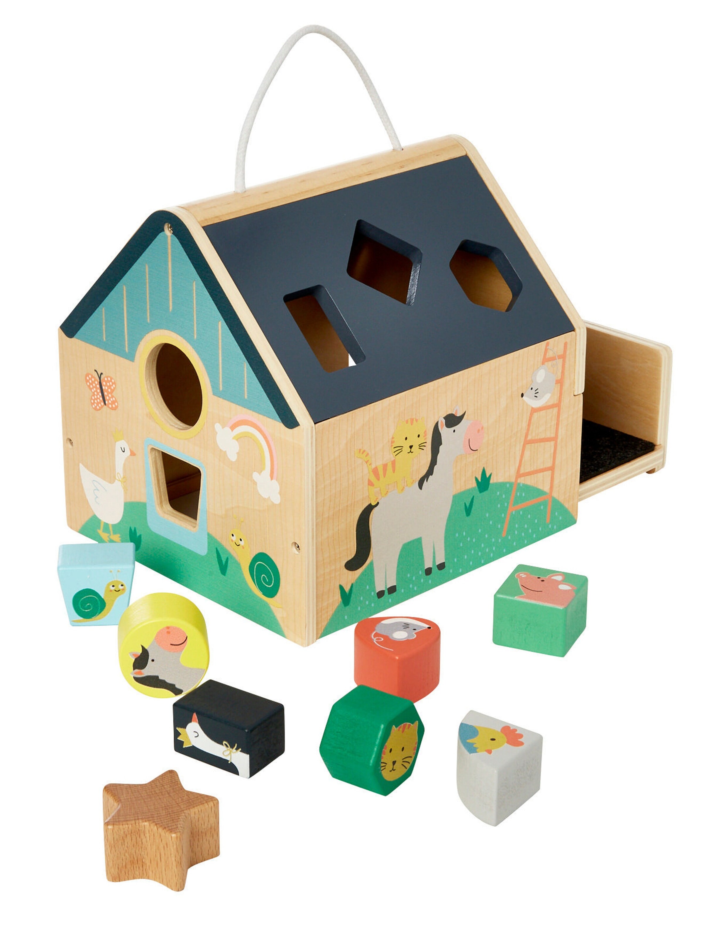 Vertbaudet Baby Steckspiel aus Holz FSC® mehrfarbig/bauernhof