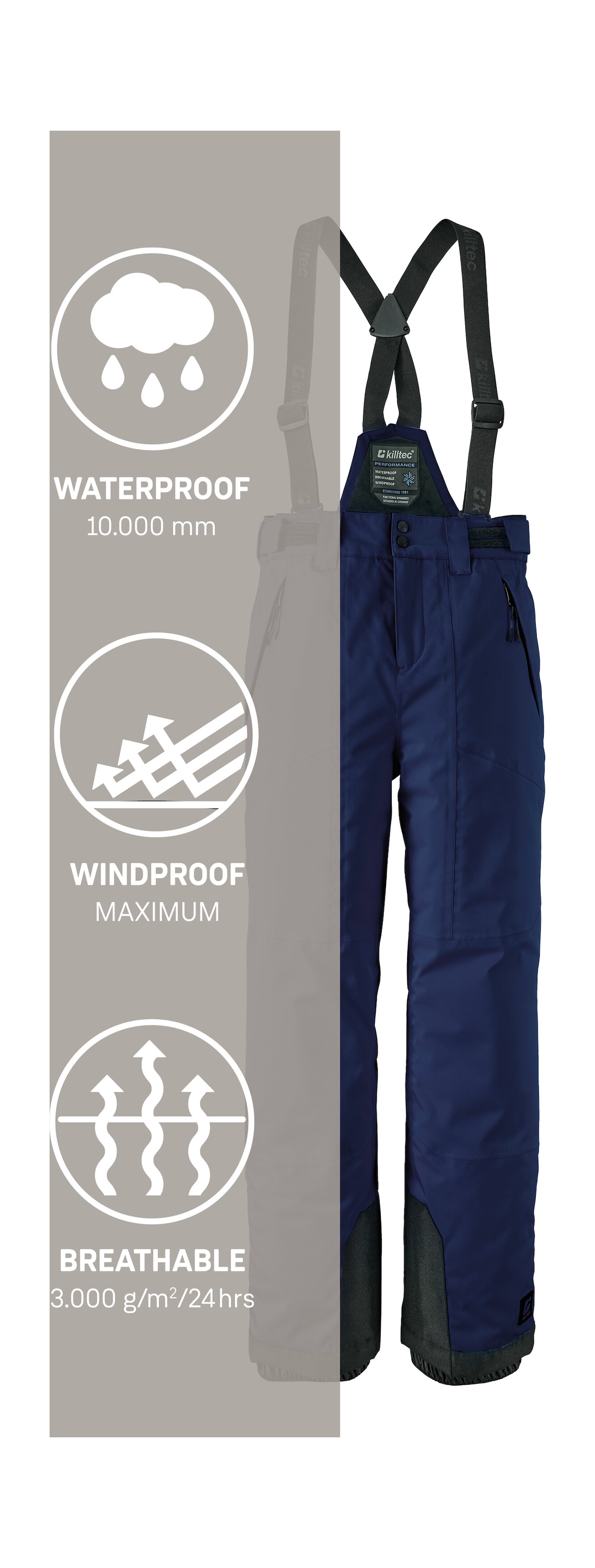 Killtec Skihose »Girls Skihose 242«  Wasserdicht, atmungsaktiv, abnehmbare Träger, rutschfester Schneefang