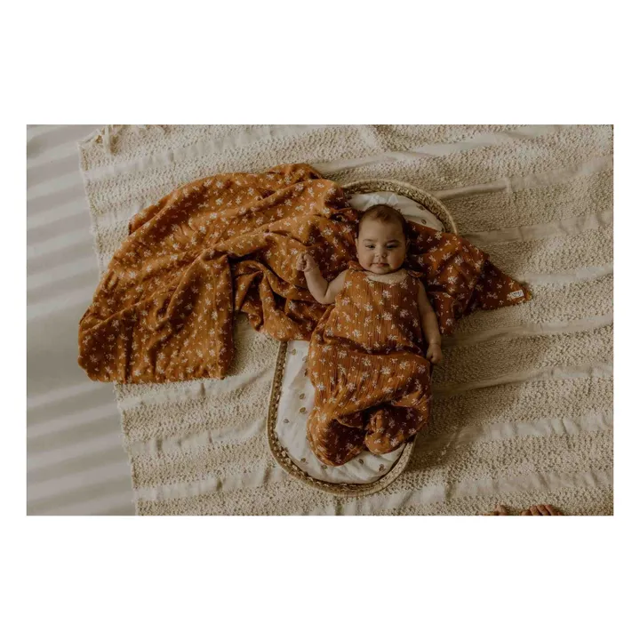 Bonjour Little Couverture Vegetal Nut Gaze de Coton Bio | Camel