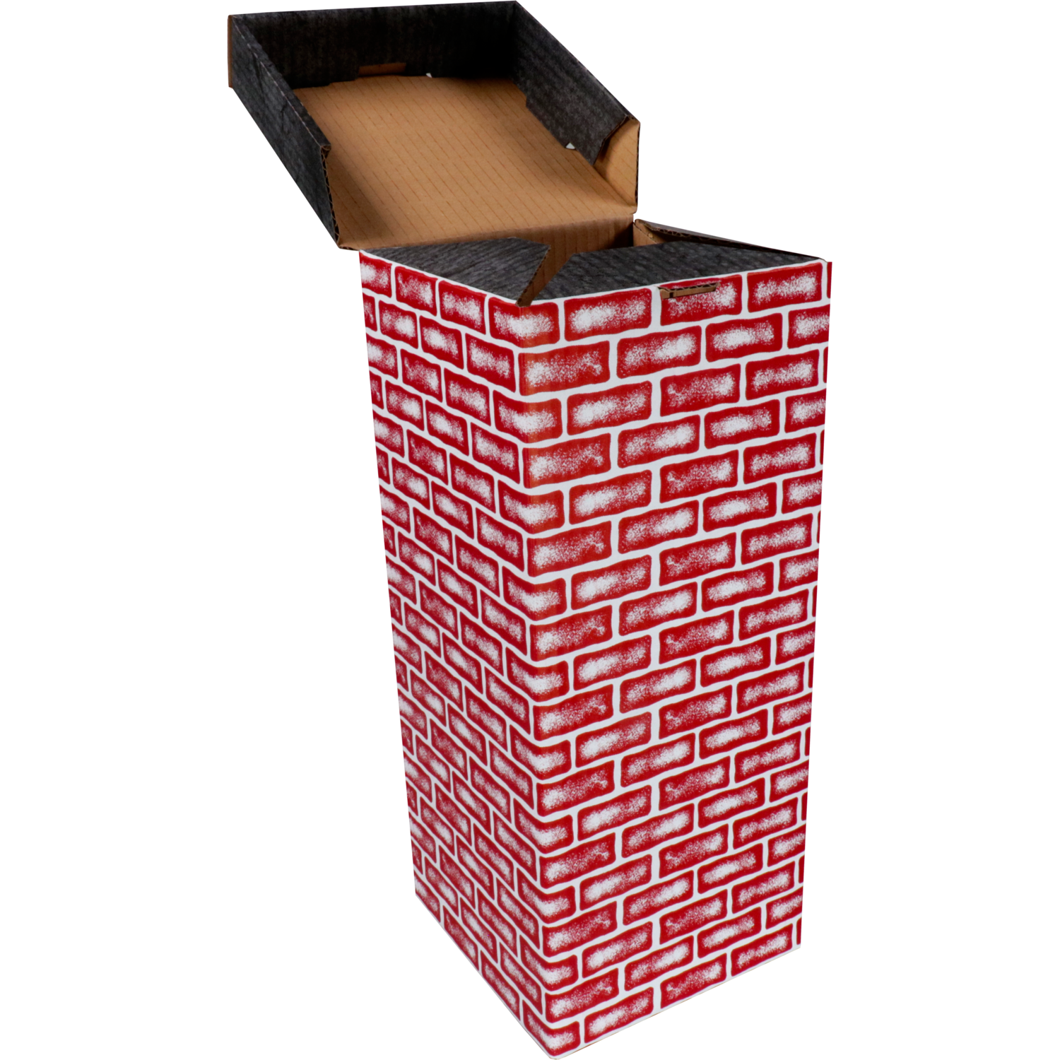 Schoorsteendoos, golfkarton, 15x15x36cm, Sinterklaas, zwart/rood