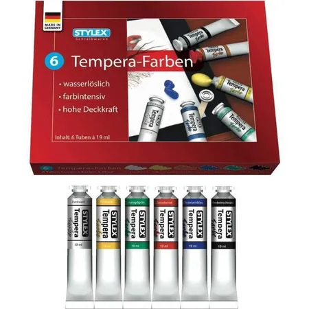 Stylex Schulmalfarbe Tempera, 6 Stück