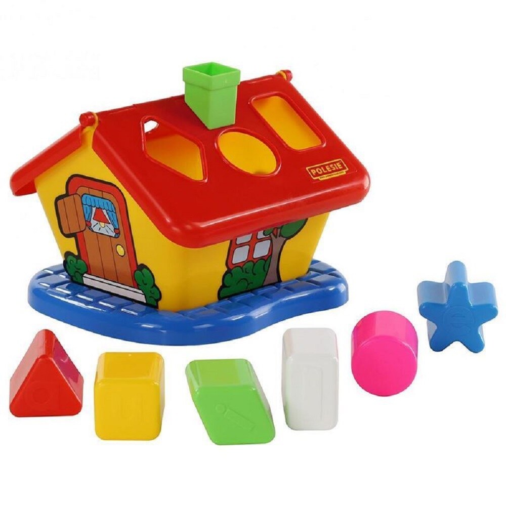 Polesie Steckspiel Haus Sortierspiel 3354, bunter Formsortierer mit sechs Formen