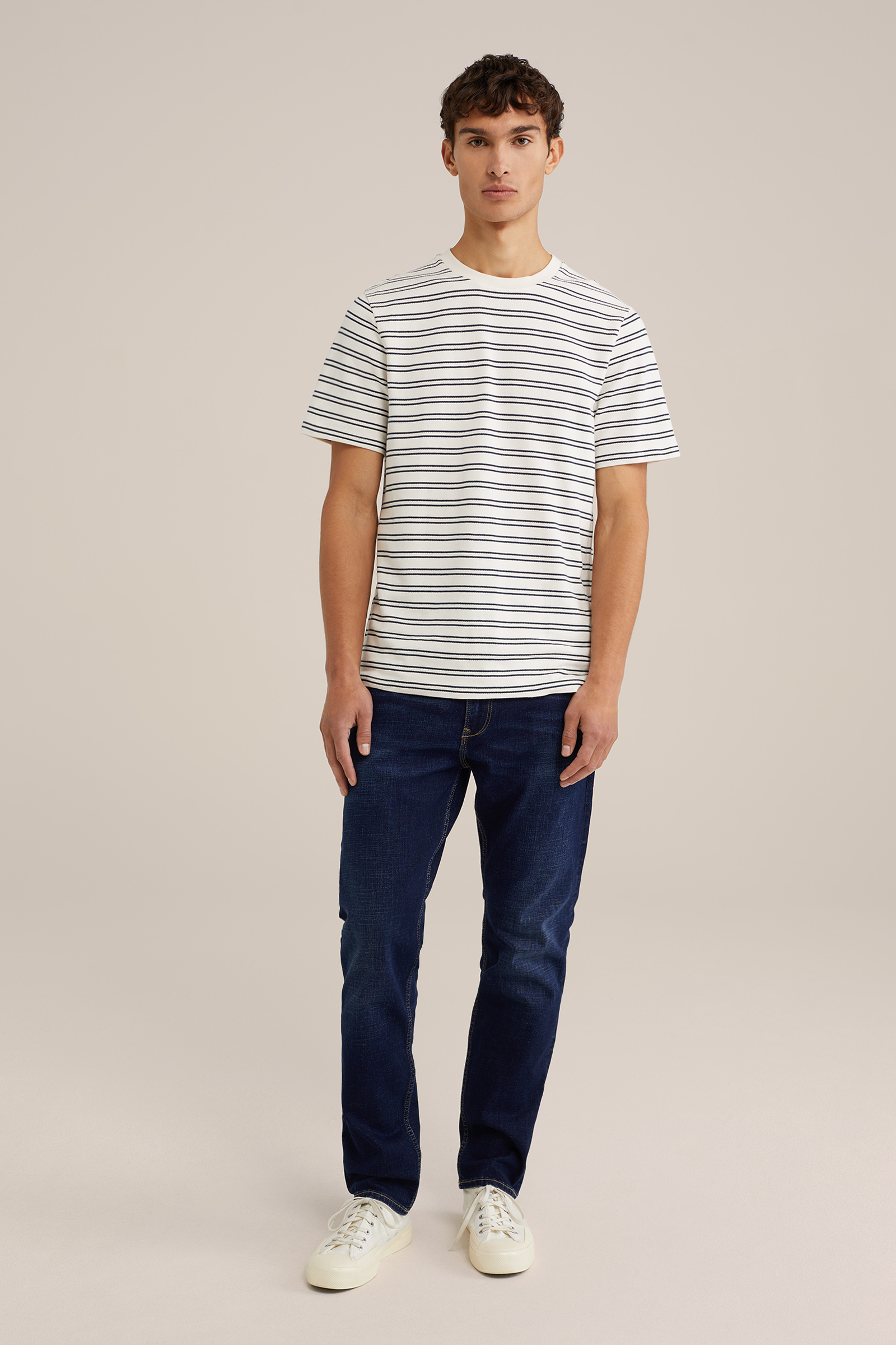 T-shirt met dessin WE Fashion Gebroken wit