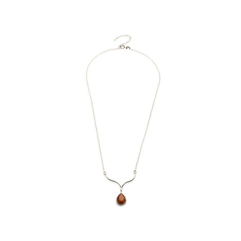 Collier argent 925 Ambre veritable de la mer Baltique