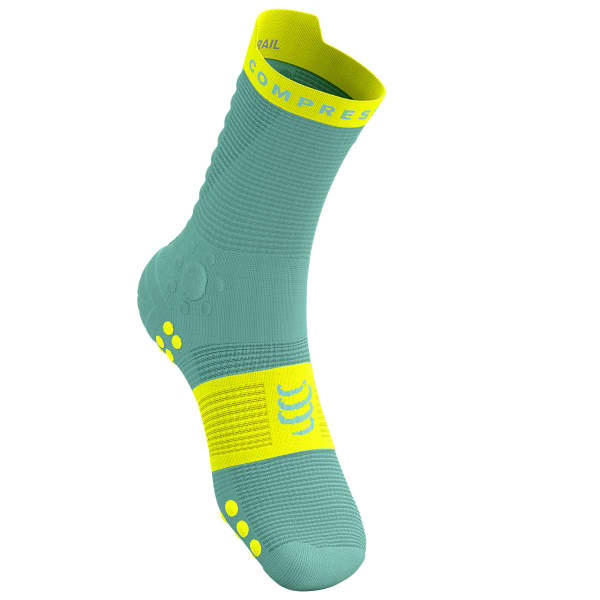 Chaussette running COMPRESSPORT PRO RACING SOCKS V4.0 TRAIL EGGSHELL BLUE/SAFETY YELLOW