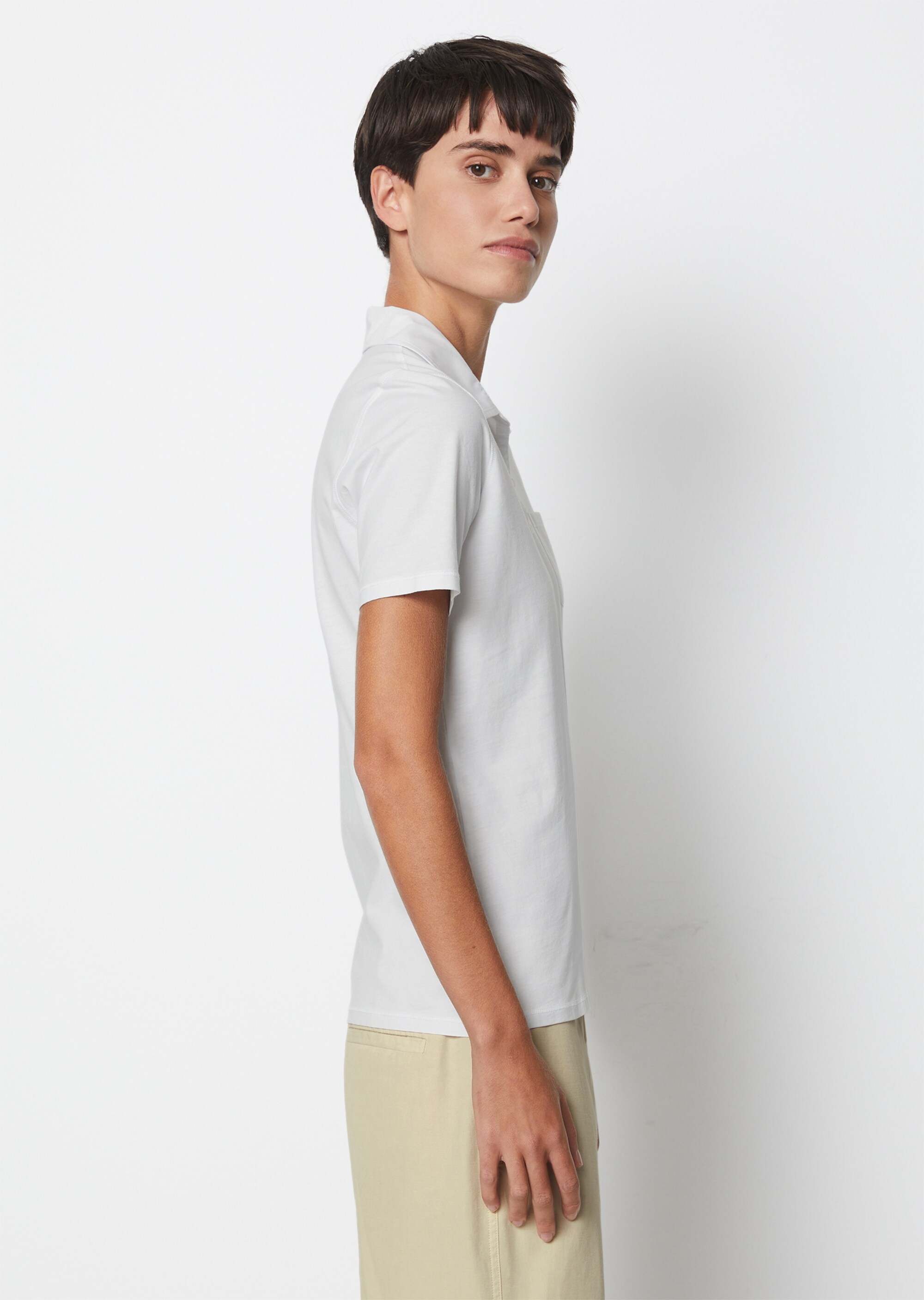 Kurzarm Poloshirt regularmit Material-Mix-Details