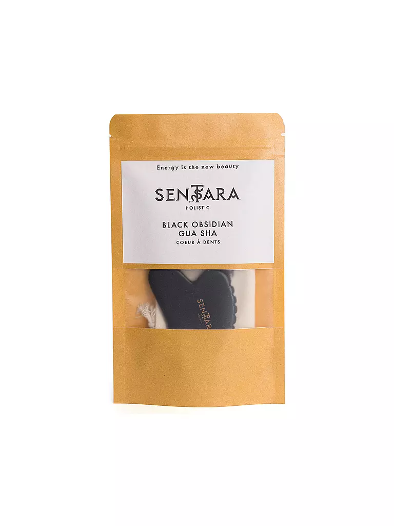 SENTARA Massagestein - Gua Sha Herz mit Zähnen Schwarz  schwarz