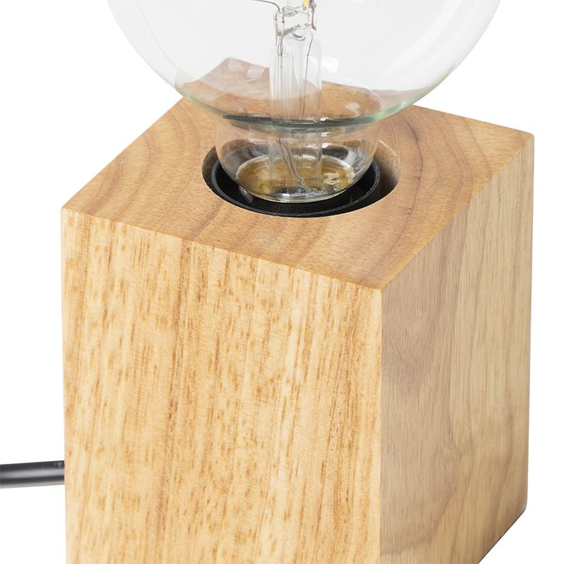 Landelijke tafellamp hout naturel - Bloc