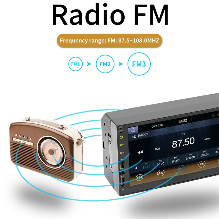 (178x100mm) Digitales Auto Radio FM Bluetooth MP5 Player mit 7
