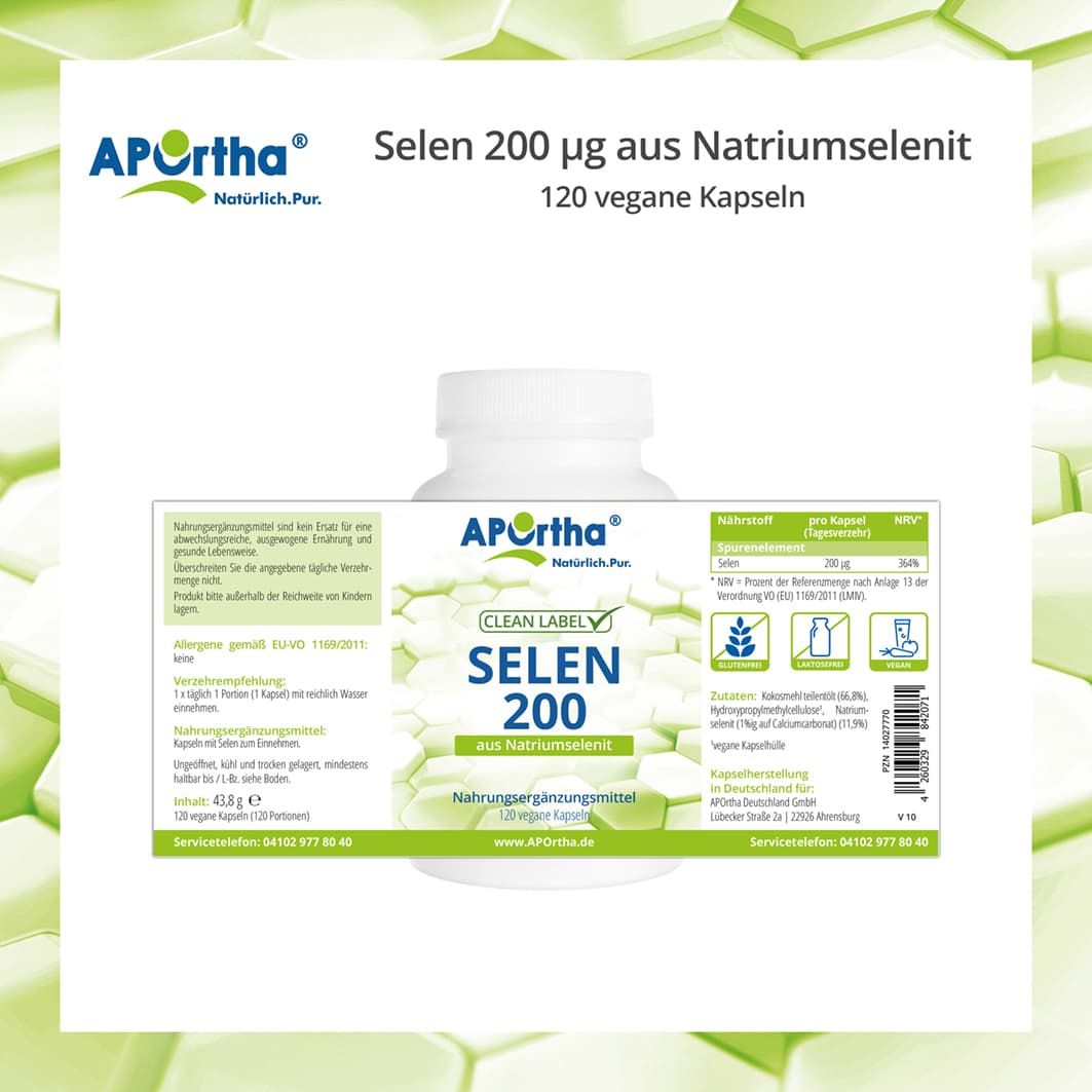 APOrtha® Selen-Kapseln aus NATRIUMSELENIT - 200 µg