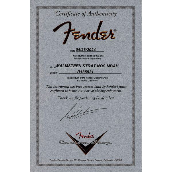 Fender Malmsteen Strat VWT MBAH