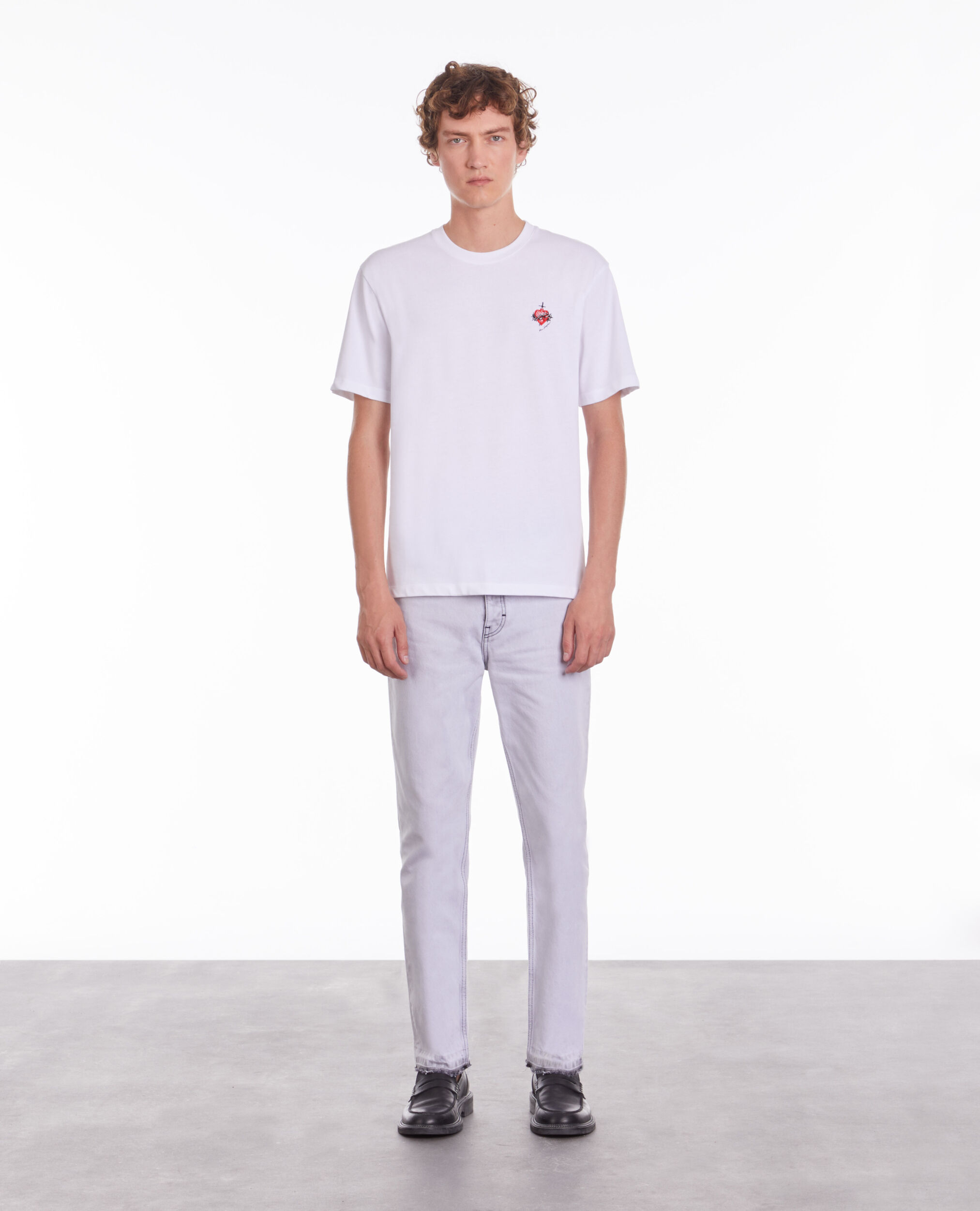T-shirt blanc avec broderie Dagger through heart