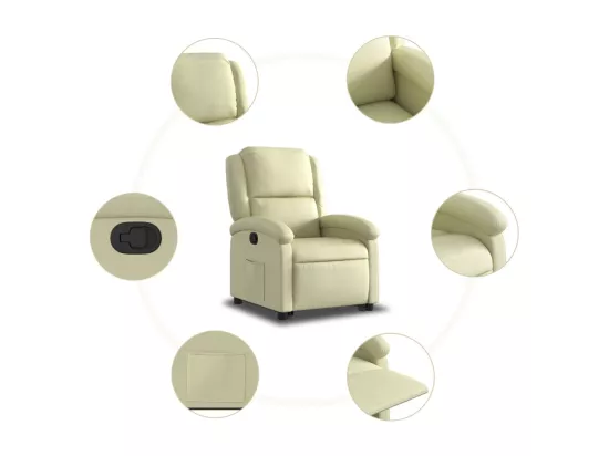 Fauteuil inclinable crème cuir véritable