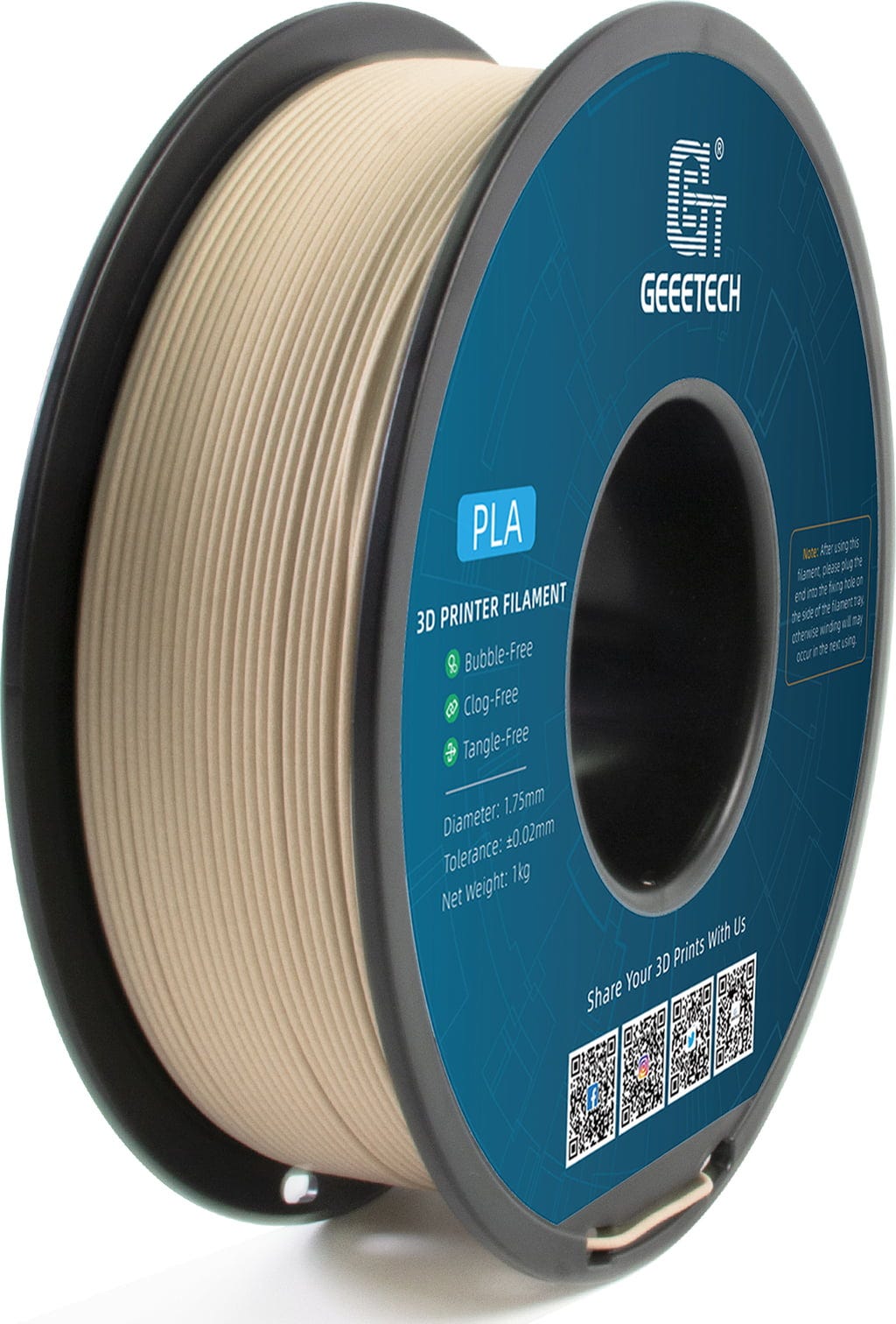 GEEETECH  PLA Wood, 1,75 mm / 1000 g    Leicht druckbares Holzfilament mit geringen Fertigungstoleranzen