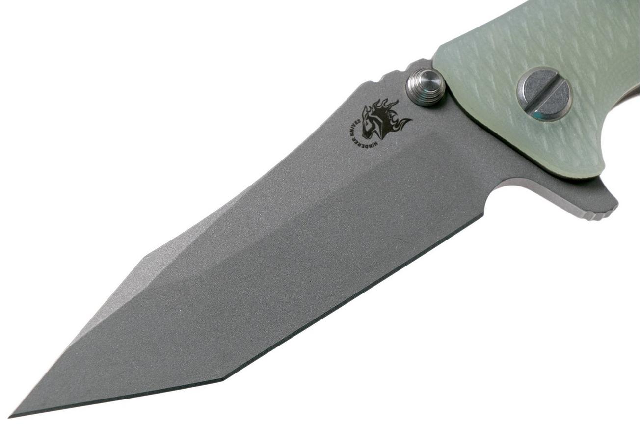 Rick Hinderer Eklipse 3.5” Tanto, CPM 20CV Battle Bronze, Translucent Green G10 zakmes