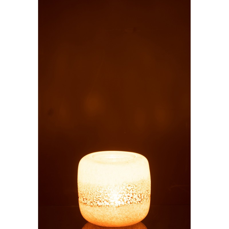 Photophore en verre marron et beige 14x14x13cm