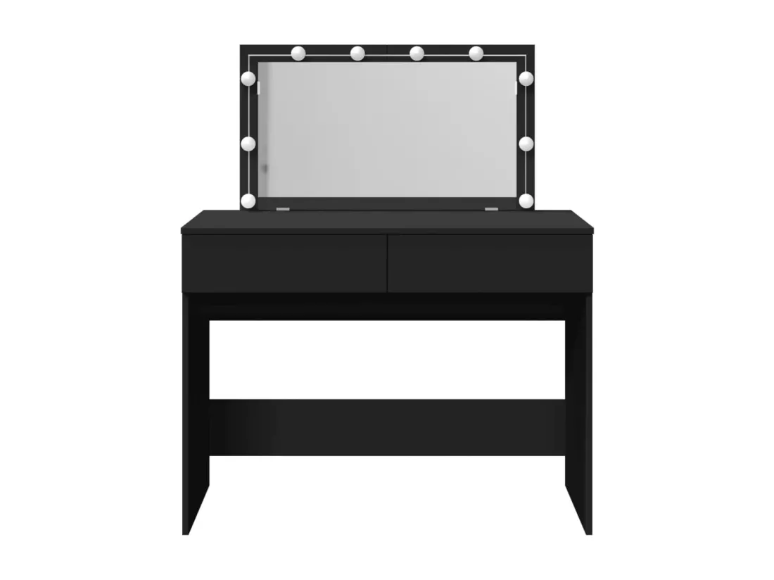 Coiffeuse avec LED noir 100x40x120 cm