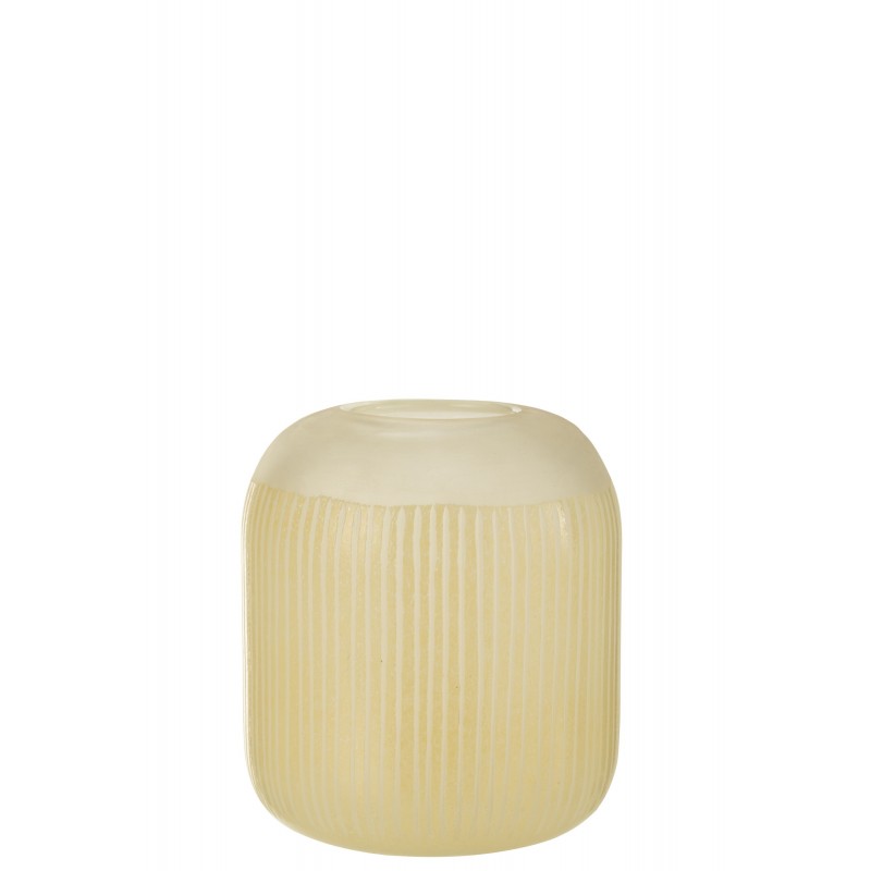 Vase avec lignes en verre jaune 20x20x24 cm