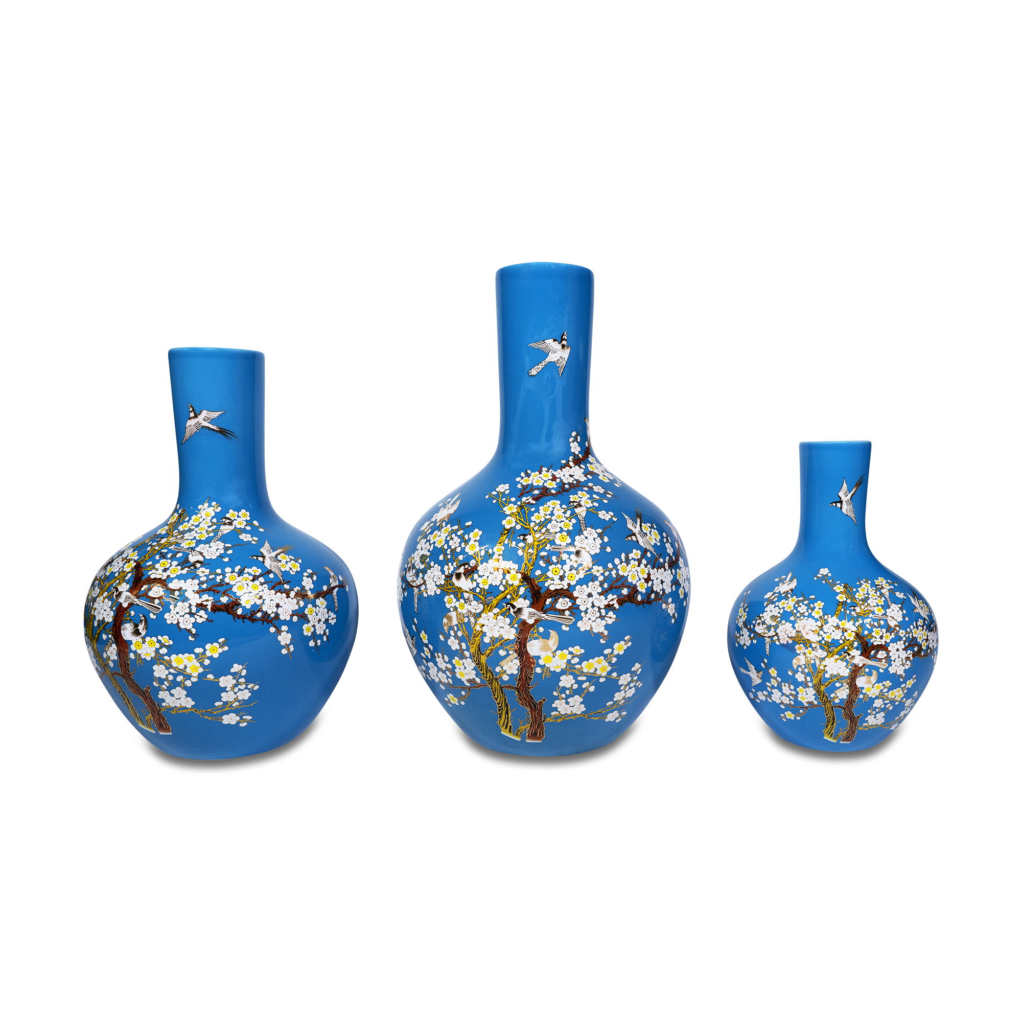 Bloemenvaas geel M Vaas blauw bloemen M