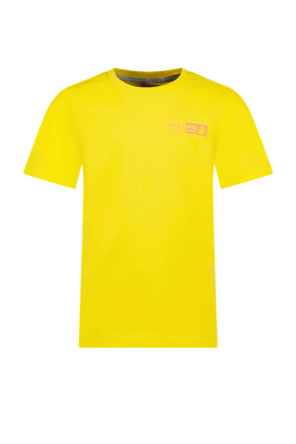 TYGO & vito T-shirt Tijn met printopdruk felgeel
