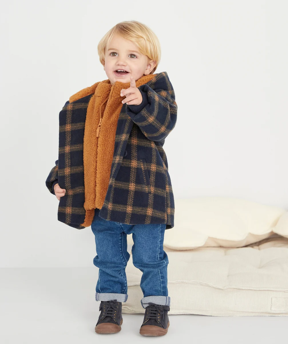 DUFFLE-COAT À CARREAUX EN REMBOURRAGE RECYCLÉ BÉBÉ GARÇON
