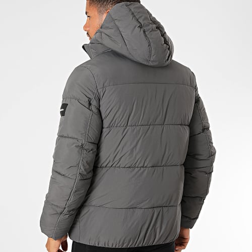 Doudoune Capuche Crinkle Nylon Puffer 0336 Gris Anthracite