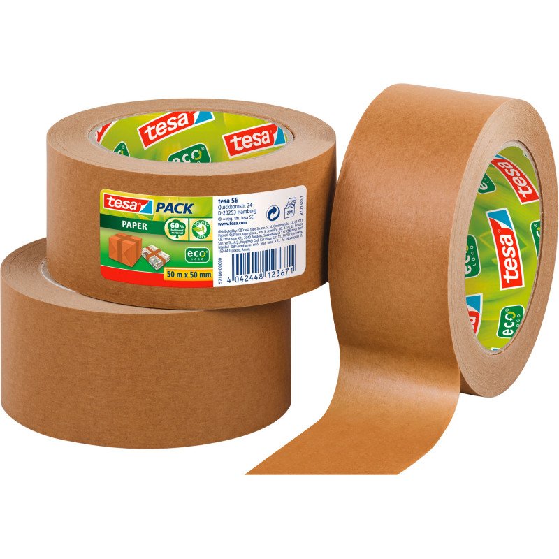 Ruban adhésif d'emballage Kraft brun, extra-résistant, 70 g/m², Tesa 4313, 50 mm x 50 m