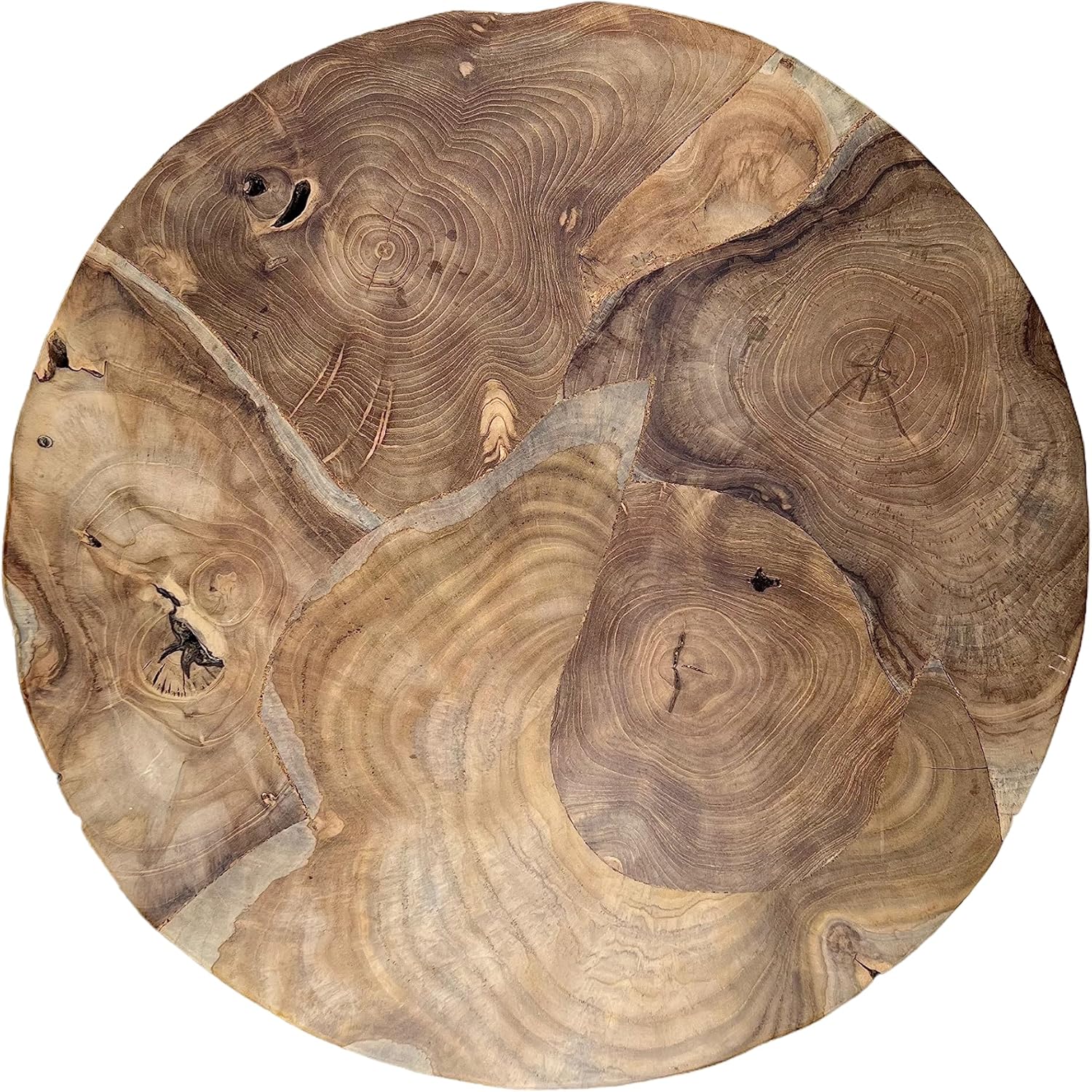 Holz Couchtisch – Beistelltisch Kaffeetisch – Mit DREI Metallbeinen – Rund aus Teakholz – 60x60x43 cm