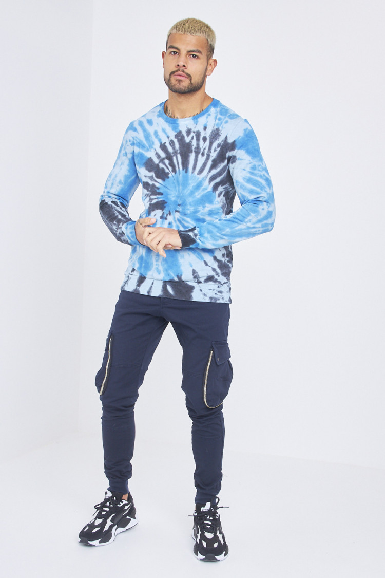 Sweat bleu à motif psychédélique