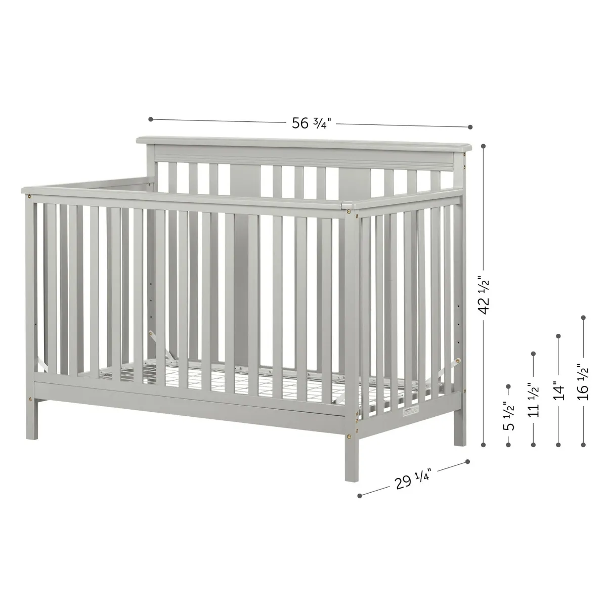 South Shore Cotton Candy Couchette 4 hauteurs avec barrière de transition - Gris Clair