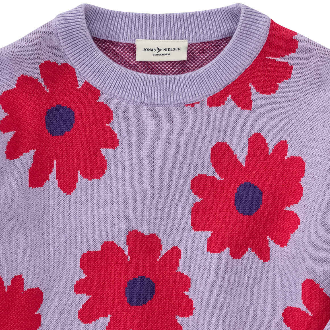 Jonas Nielsen Mädchen Strickpullover mit Blumen-Allover helllila