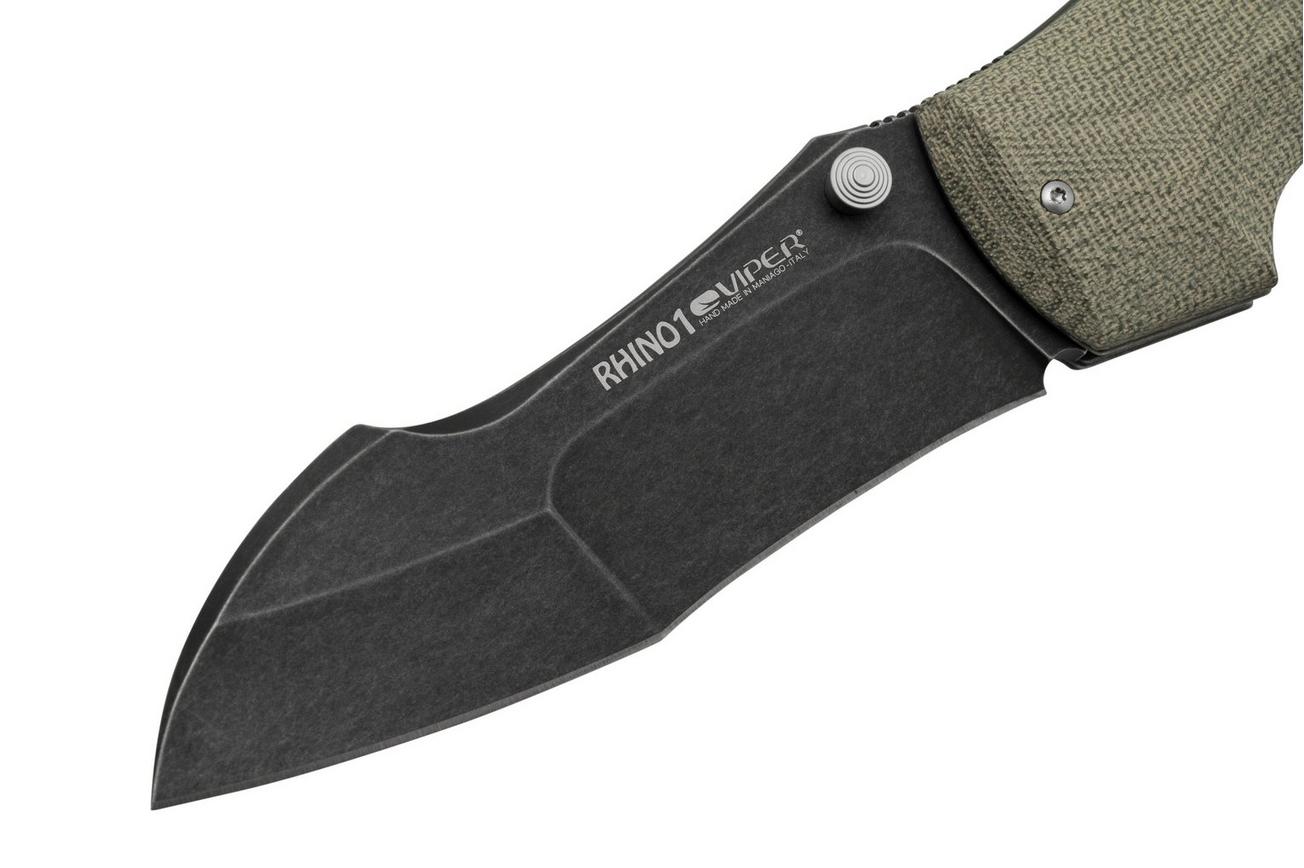 Viper Rhino 1, V5905CV, Blackwash Elmax, Green Canvas Micarta zakmes, Fabrizio Silvestrelli design