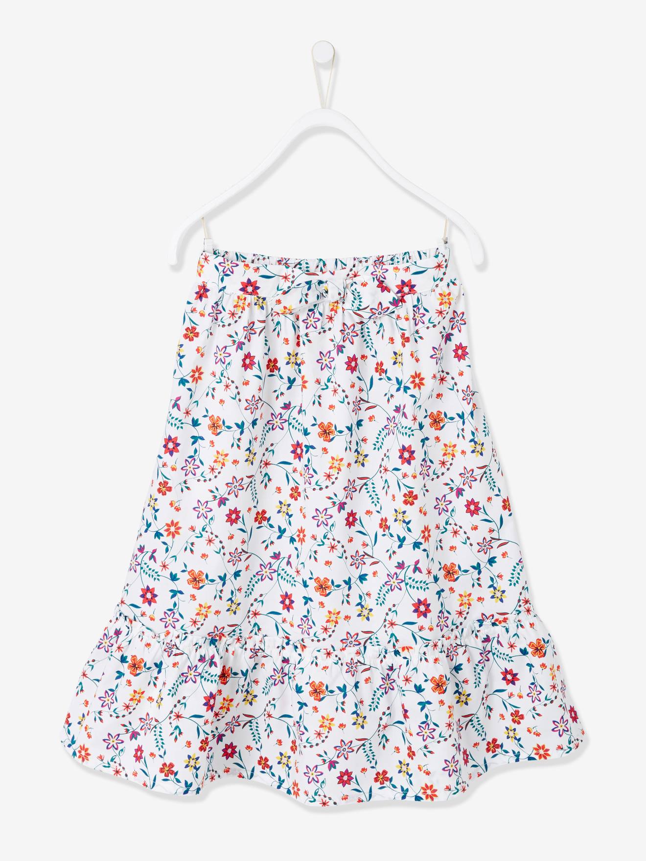 Saia longa para meninas, branca mesclada clara