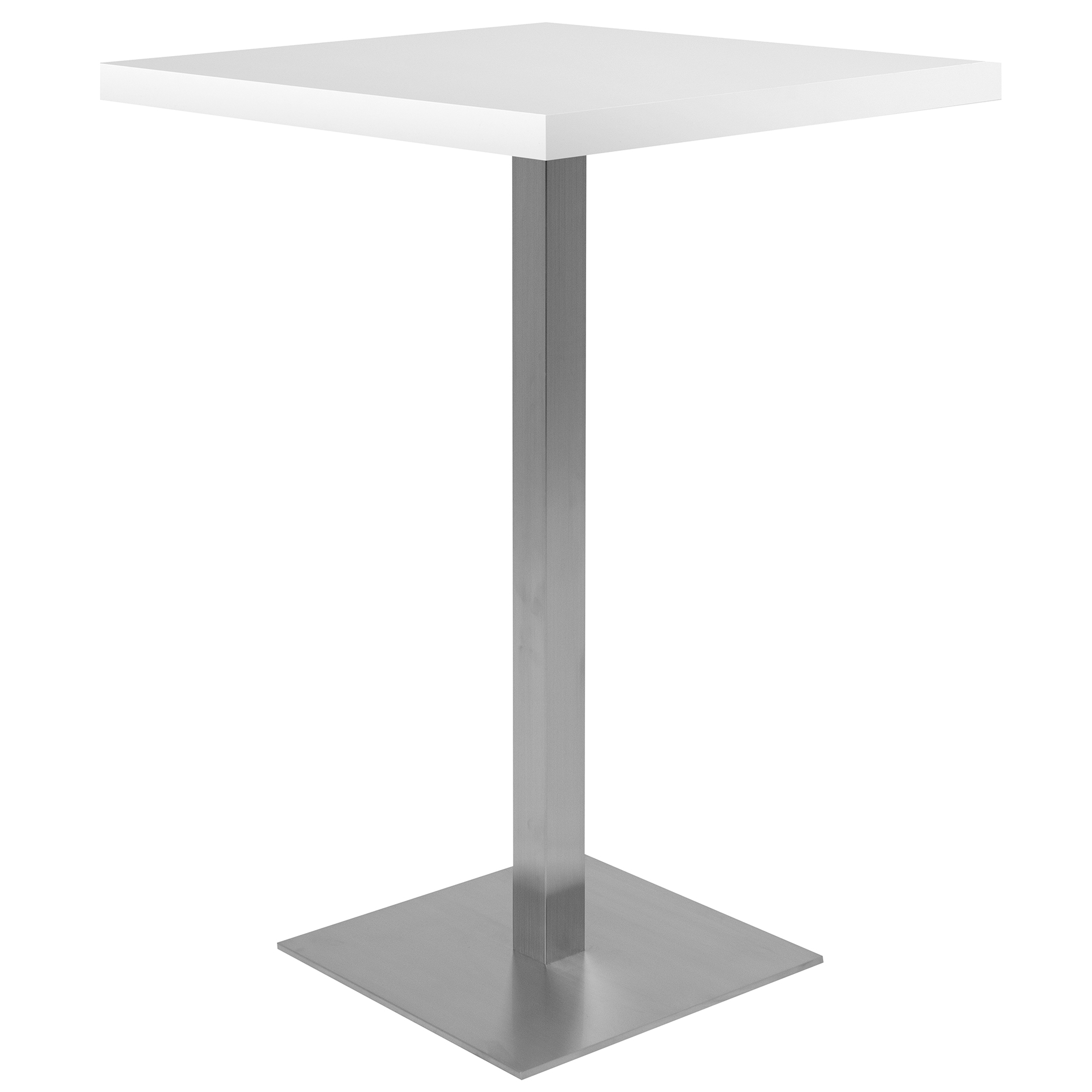 Bartisch QUADRATO - weiß - Edelstahl - Säulengestell