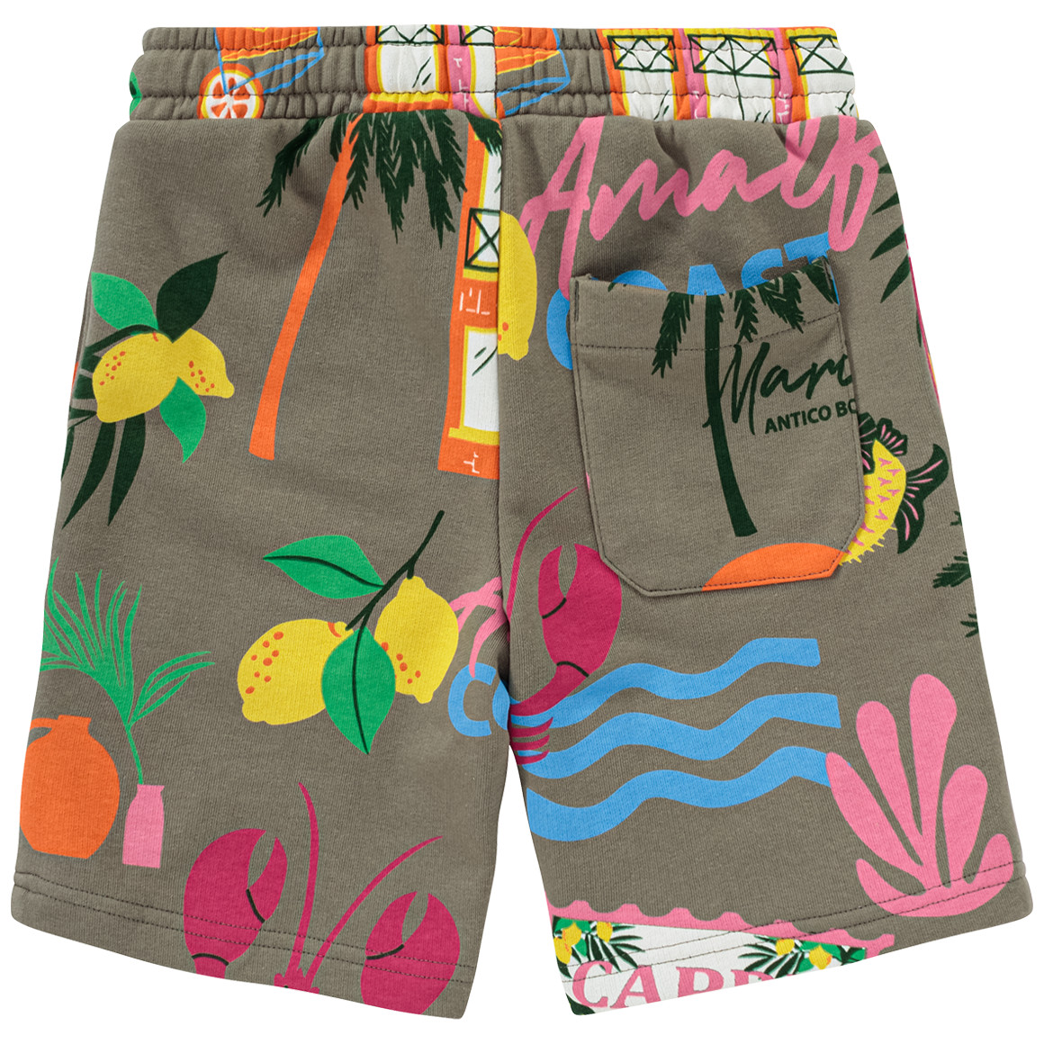 Jonas Nielsen Jungen Joggingshorts mit Urlaubs-Motiven dunkelgrün / bunt