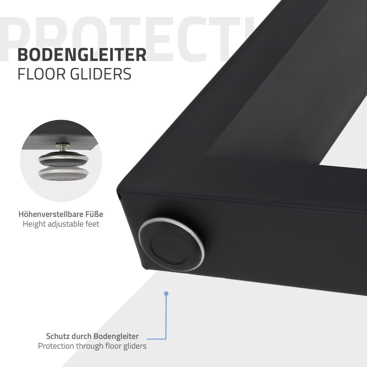 ECD Germany 2x Tafelpoten van vierkante profielen, 70 x 72 cm, zwart, gepoedercoat staal, industrieel design, metalen tafelsledes, tafelonderstel, tafelframe, meubelpoten, voor eettafel, bureau