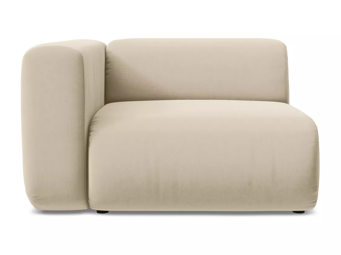 Module avec accoudoirs gauche en velours - beige clair - EKAHI