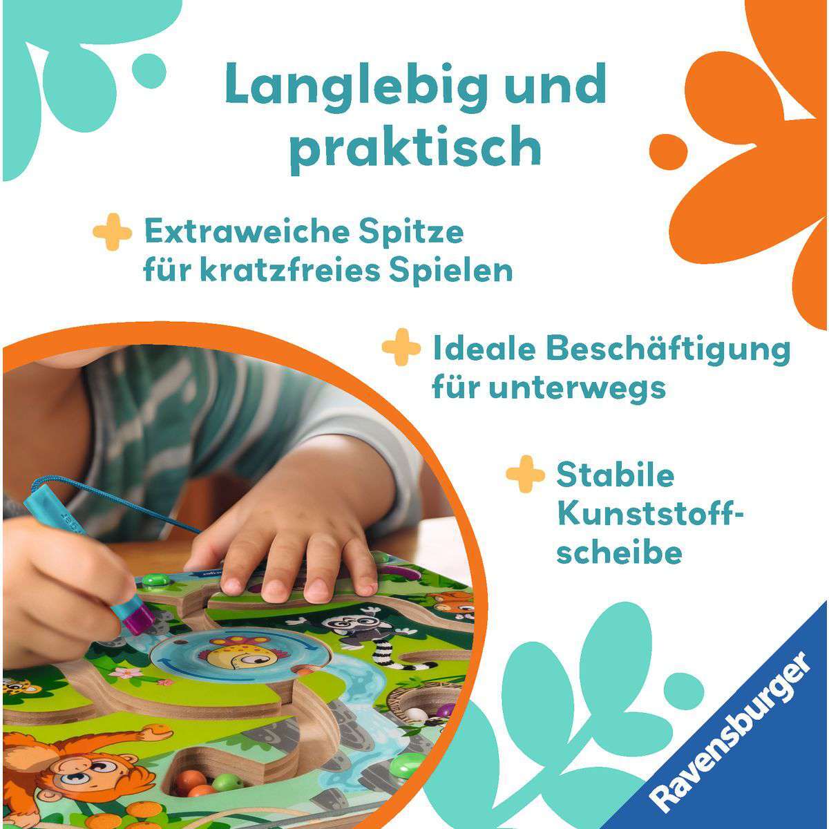 Ravensburger Spiel Play+ Magnetisches Holz-Labyrinth: Dschungel