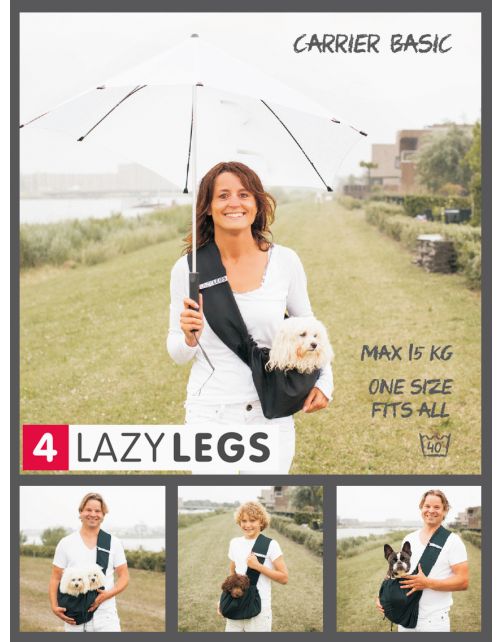 4lazylegs Draagzak - Hondendraagtas - Zwart per stuk Tot 15 Kg