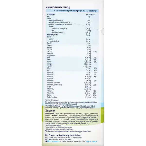 Bio Kindermilch ab dem 12. Monat
