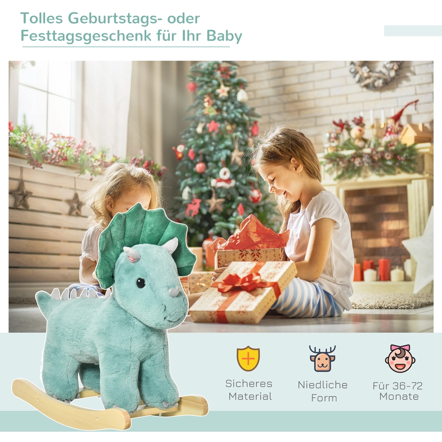 HOMCOM Schaukeltier Spielzeug, Triceratops, Wal Dunkelgrün
