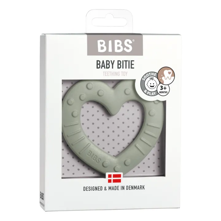 Bibs Anneau de dentition Cœur | Vert amande