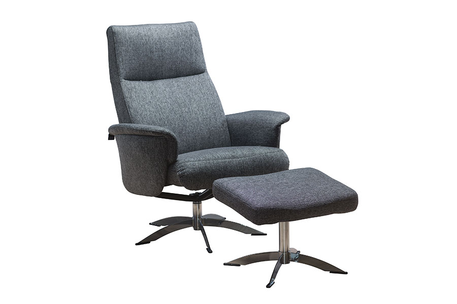Napoli lenestol Tekstil Coast 2574 graphite og space sokkel i krom.