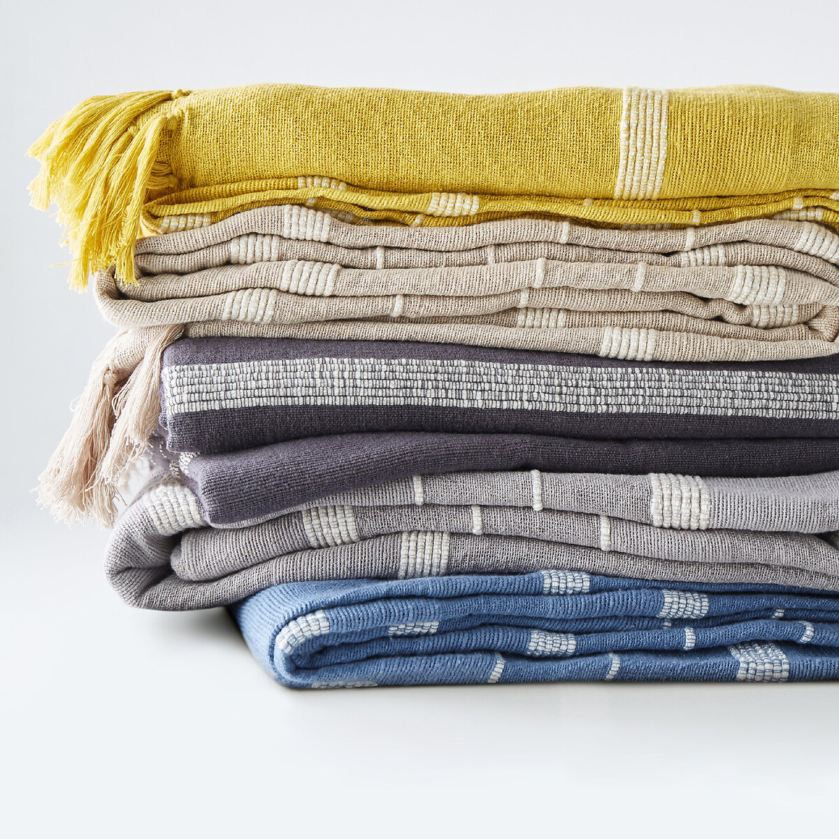 LA REDOUTE INTERIEURS<br>Colcha de algodão listrada com franjas, Nedo