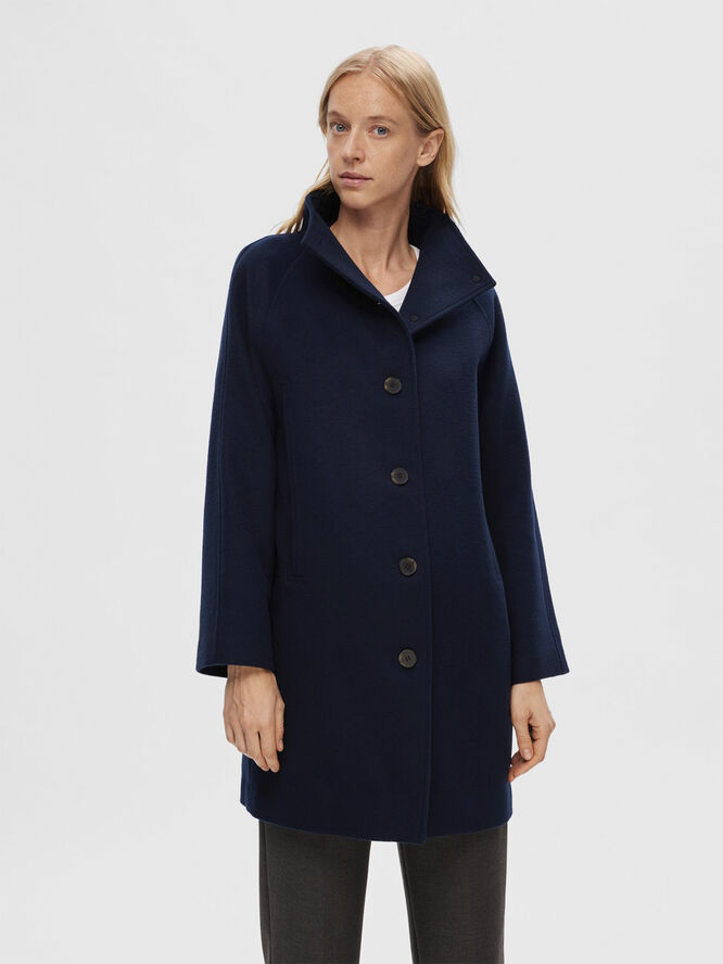 Selected Femme SLFVINNI WOOL COAT Mørkeblå